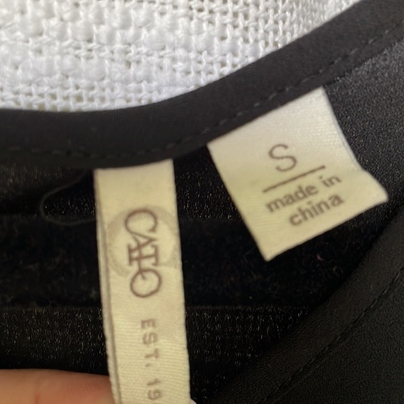 CATO Black Tunic Blouse Sequin Sleeves Back Pleats Hi Low Cocktail Party Women S - Picture 3 of 6